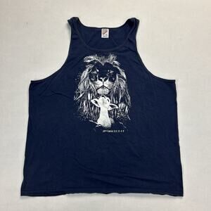Vintage Jerzees Isaiah 11:1-11 Lion Lamb Tank Muscle Tee Men's XL Blue Casual